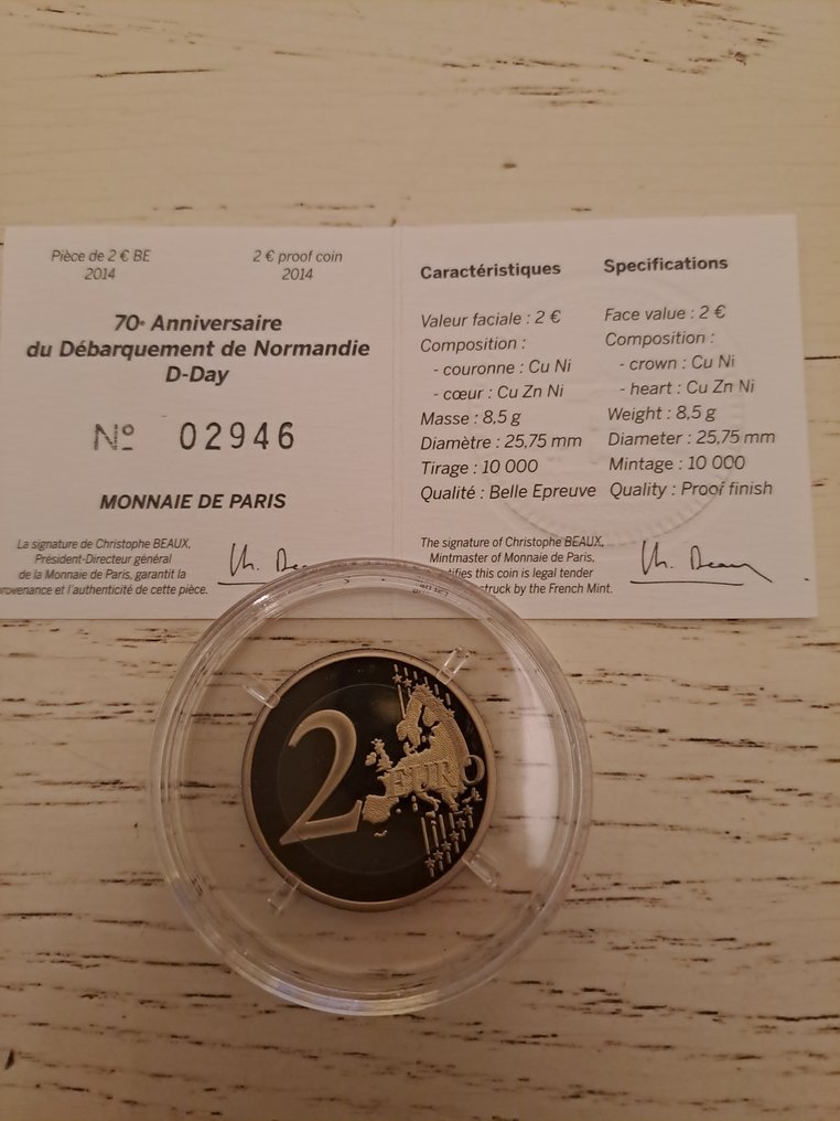 Frankrig. 2 Euro 2014 "D-Day" Proof - (Sans boite)  (Ingen mindstepris) #3.2