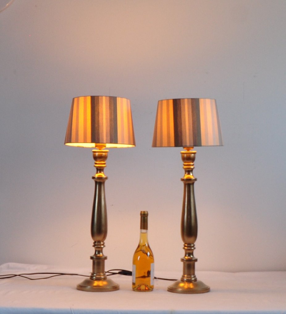 Lampe de table (2) - Plaqué or, Bois #1.0