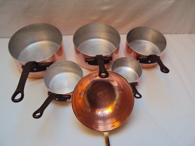 5 casseroles cuivre et 1 passoire - Σετ κατσαρόλας (6) - Χαλκός, Ορείχαλκος, Σίδερο #1.0