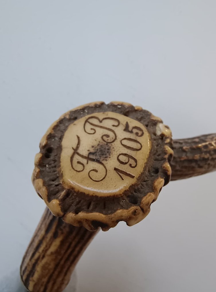 Bastone da passeggio - Legno, Corno - Con iniziali #1.0