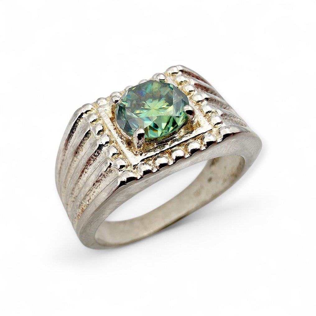 Utan reservationspris - Ring Silver - Green Moissani (Certifierad) #2.1