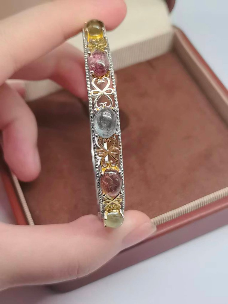 χωρίς τιμή ασφαλείας - Βραχιόλι Ασημί - 10.00ct. tw. Τουρμαλίνης #3.2