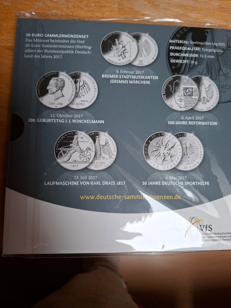 Γερμανία. 20 Euro 2016 (5 coins) Proof  (χωρίς τιμή ασφαλείας) #3.2