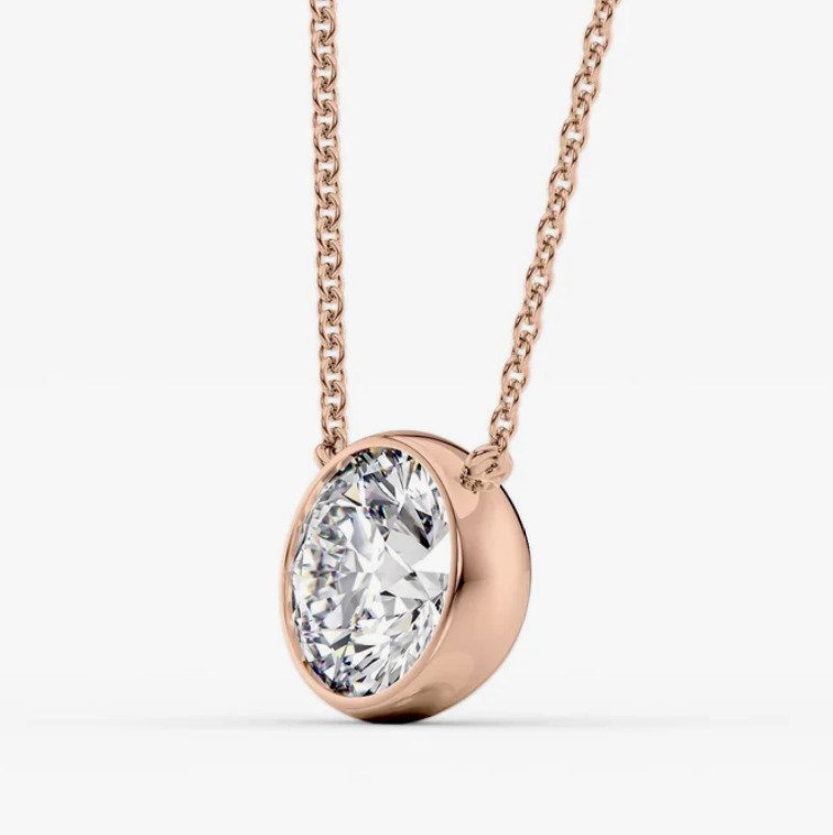 吊坠 - 14K包金 玫瑰金 -  1.12ct. tw. 钻石 (天然) #3.2