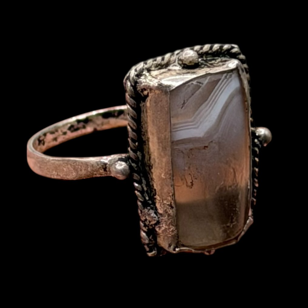 Moderner Silbersring mit altem Bactrain-Perlen-Set. Silber Ring  (Ohne mindestpreis) #1.0