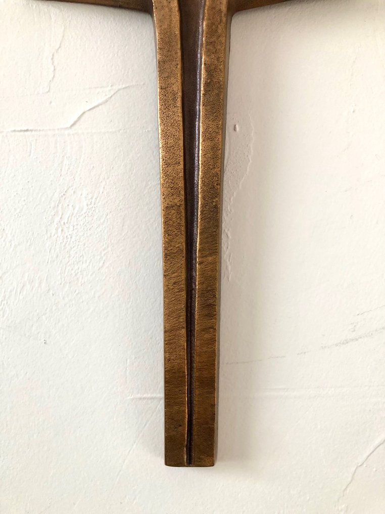 Μοντέρνα Σταυρός - Πατιναρισμένος μπρούτζος - 1960-1970 - Moderniste - 35 εκ.  #3.2