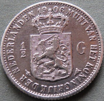 Netherlands. Wilhelmina. 1/2 Gulden 1906  (No reserve price) #2.1