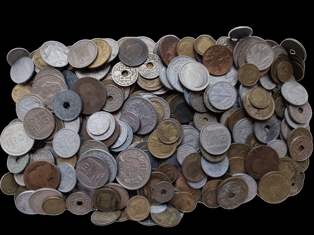 Francia. Lot of ± 2 Kg of old coins - different dates (Senza prezzo di riserva) #1.0