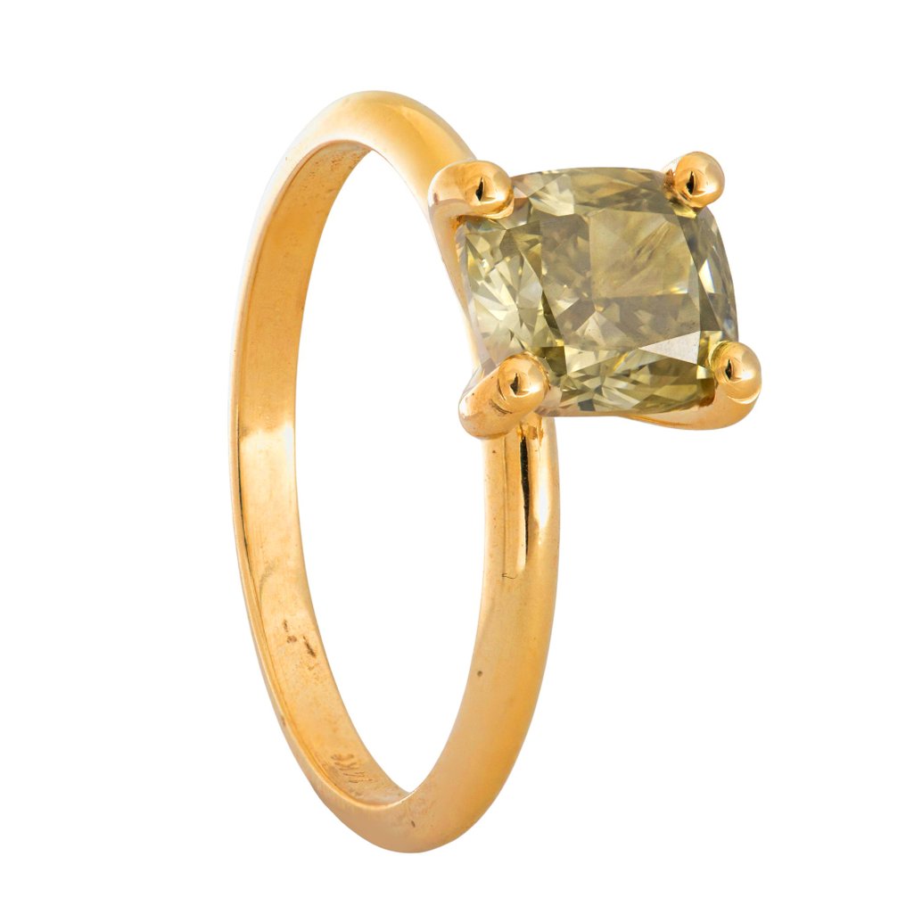 沒有保留價 - 戒指 - 14 克拉 黃金 - 2.08ct. tw. 黃色 鉆石 (天然彩色) #1.0