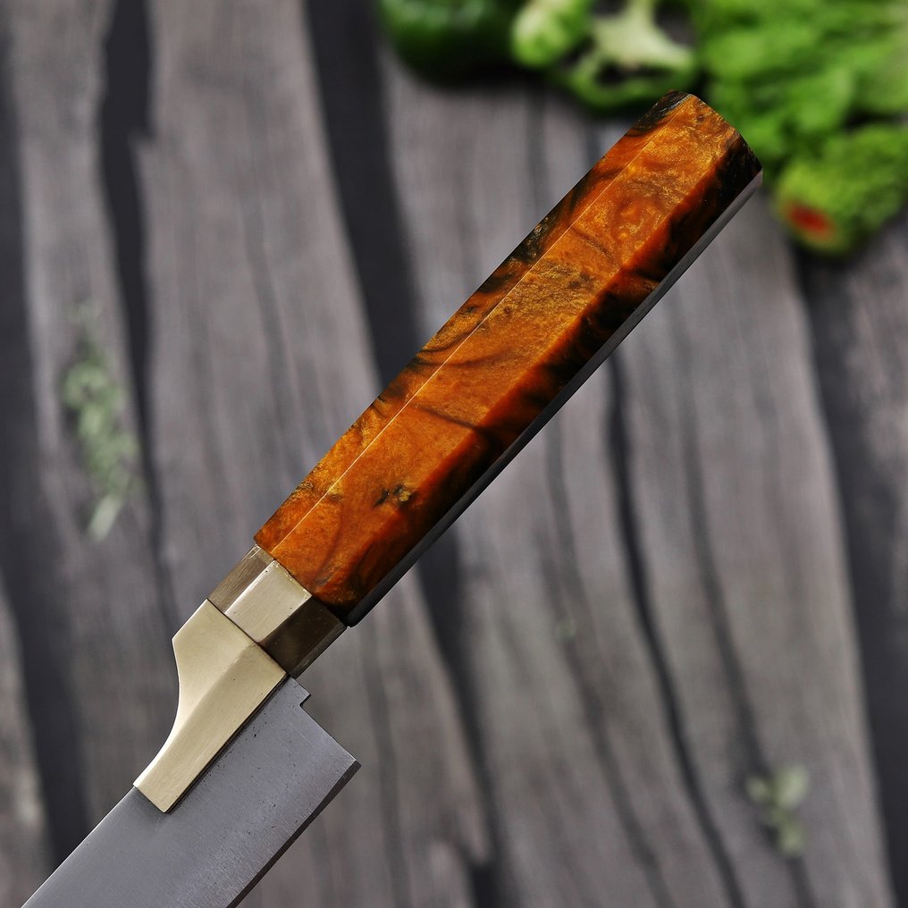 Handmade Professional Long Kitchen Knife – Artisan Crafted Slicer - Τραπεζομάχαιρο - Χάλυβας, Ρητίνη - A140 #4.3