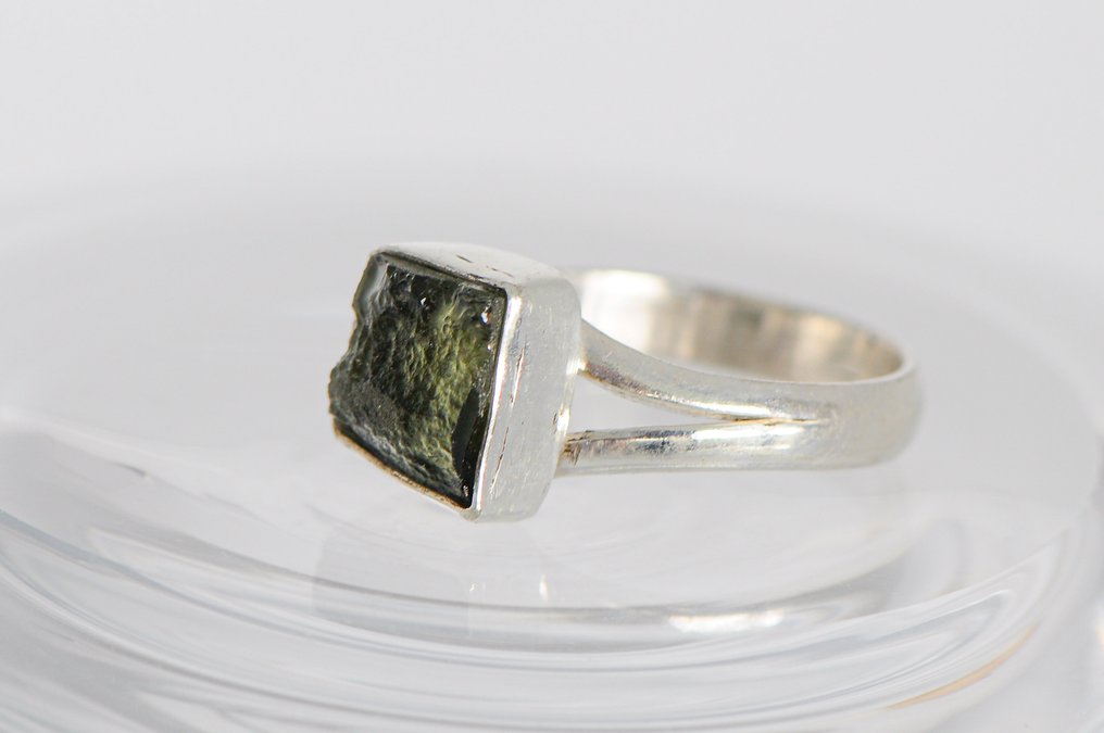 925 银 黑色 - Moldavit - 戒指 #3.2