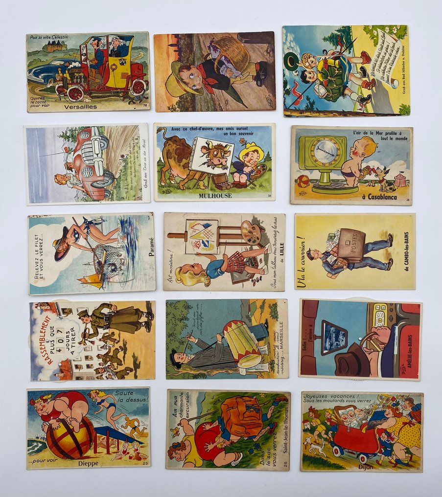 Frankrijk - Set van 15 interactieve geïllustreerde ansichtkaarten - Ansichtkaart (15) - 1950-1950 #1.0