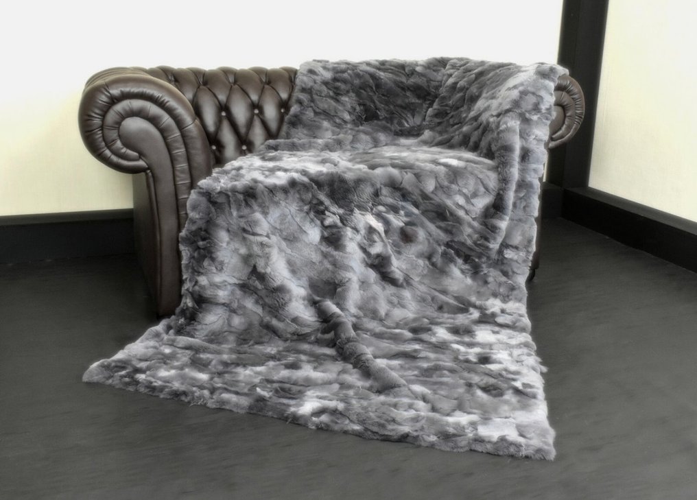 dunkelgrau - Fell - Decke  - 215 cm - 112 cm - Rex Chinchilla #1.0