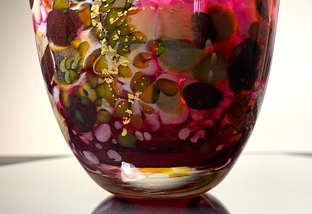 Maxence Parot - 花瓶 -  独特颜色的欧泊色和金色花瓶  - 玻璃 #2.1