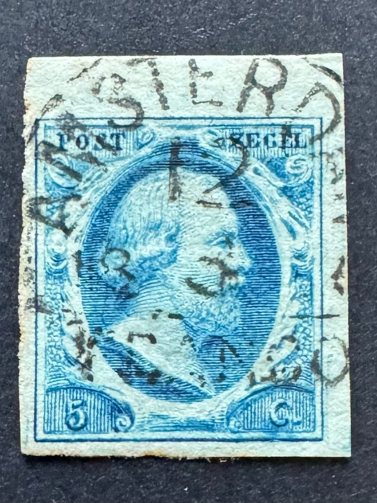 荷兰 1852 - 威廉三世国王与阿姆斯特丹半圆形广场。 - NVPH 1 en 2 #2.1