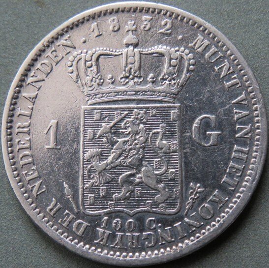 Nederländerna. Vilhelm I. 1 Gulden 1832 #2.1