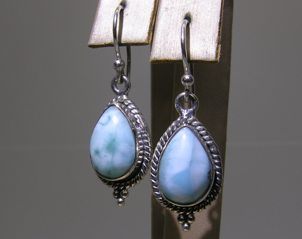 海纹石 耳环 - 高度: 33 mm - 宽度: 11 mm- 4.63 g - (2) #1.0