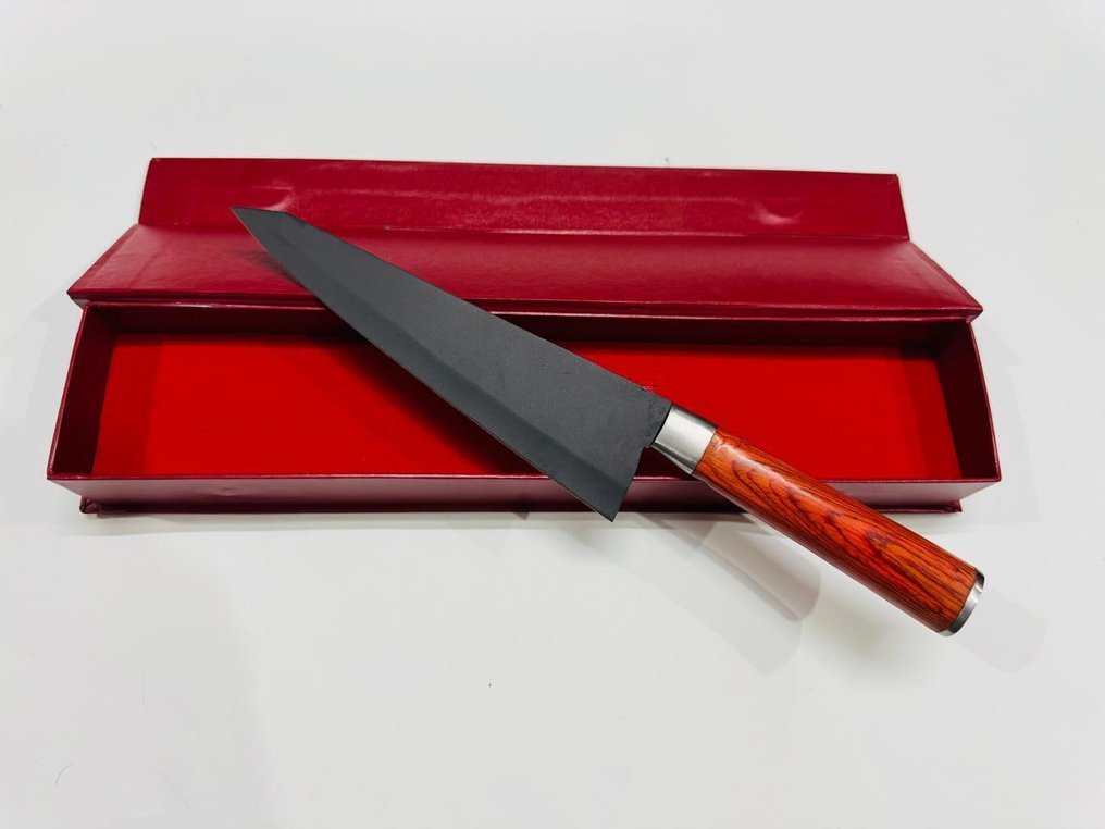 厨刀 - Nakiri bōchō -  日本菜刀（0108） - 钢少钢，异国木柄带盒子 - 日本 - 日本菜刀 #1.0