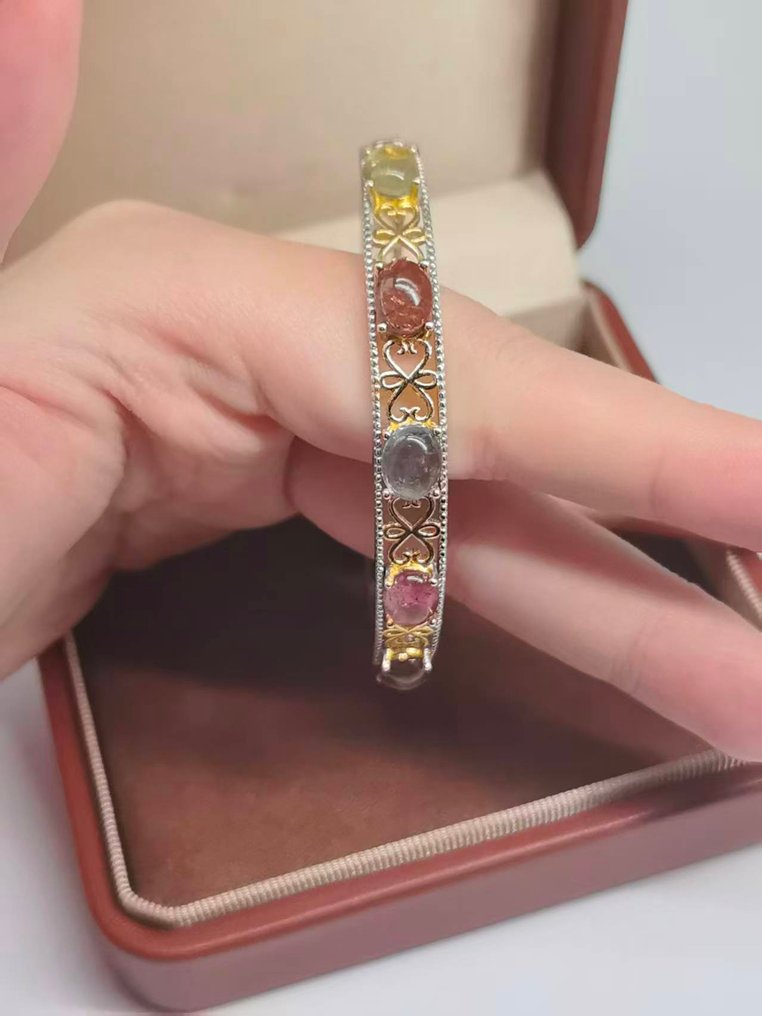 χωρίς τιμή ασφαλείας - Βραχιόλι Ασημί - 10.00ct. tw. Τουρμαλίνης #4.3