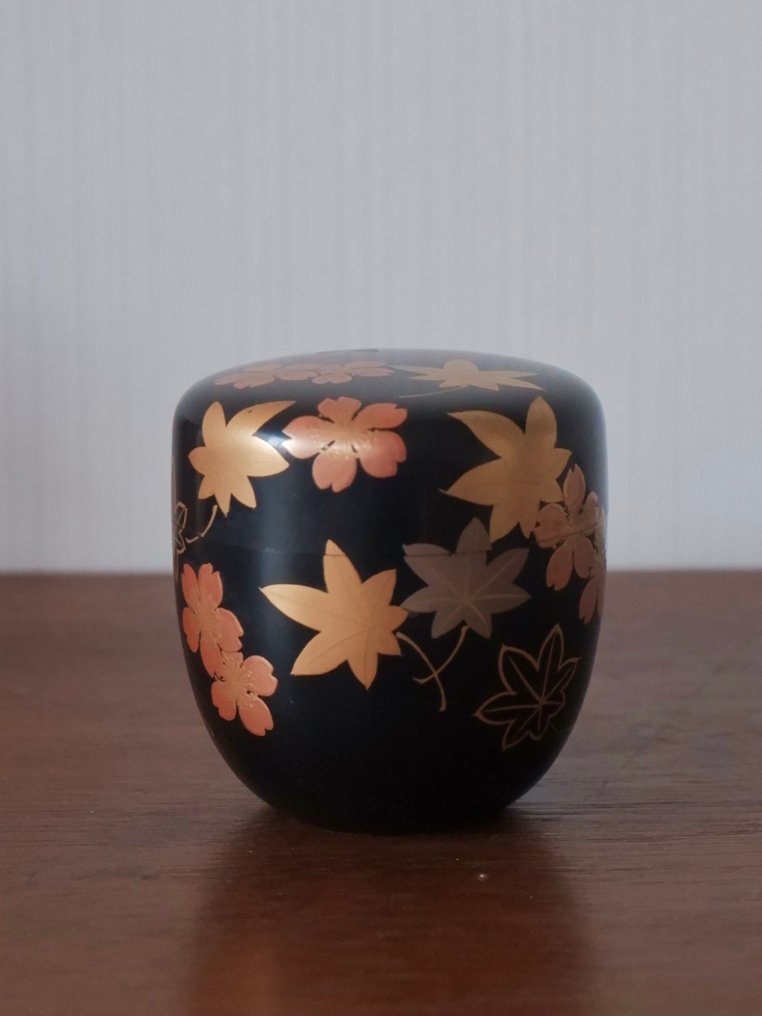 Natsume - Ιαπωνική κασετίνα για τσάι με λακκούρα (Natsume) και μακέ-ε με φθινοπωρινά φύλλα - Ξύλο, βερνίκι - Βαμμένο κουτί τσαγιού #1.0