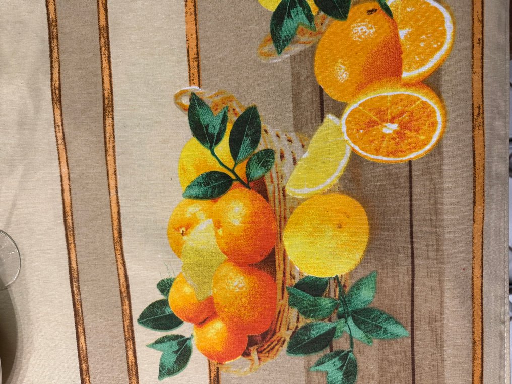 适合大型宴会的优雅桌布，来自阿马尔菲海岸，装饰有橙子和柠檬。 - 桌布  - 3.14 m - 1.38 m #2.1