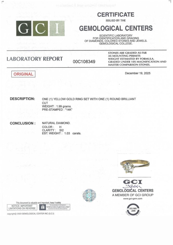 χωρίς τιμή ασφαλείας - Δαχτυλίδι αρραβώνων - 14 καράτια Κίτρινο χρυσό -  1.03ct. tw. Διαμάντι (Φυσικό) #2.1