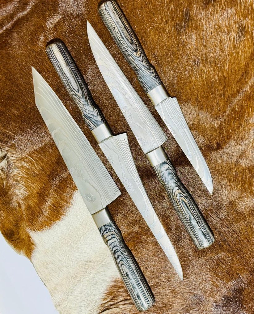 廚刀 - 厨房厨师刀具套装(0084) - VG10钢材 少钢与异国木材手柄 - 日本 - 厨房厨师 KNife #4.3