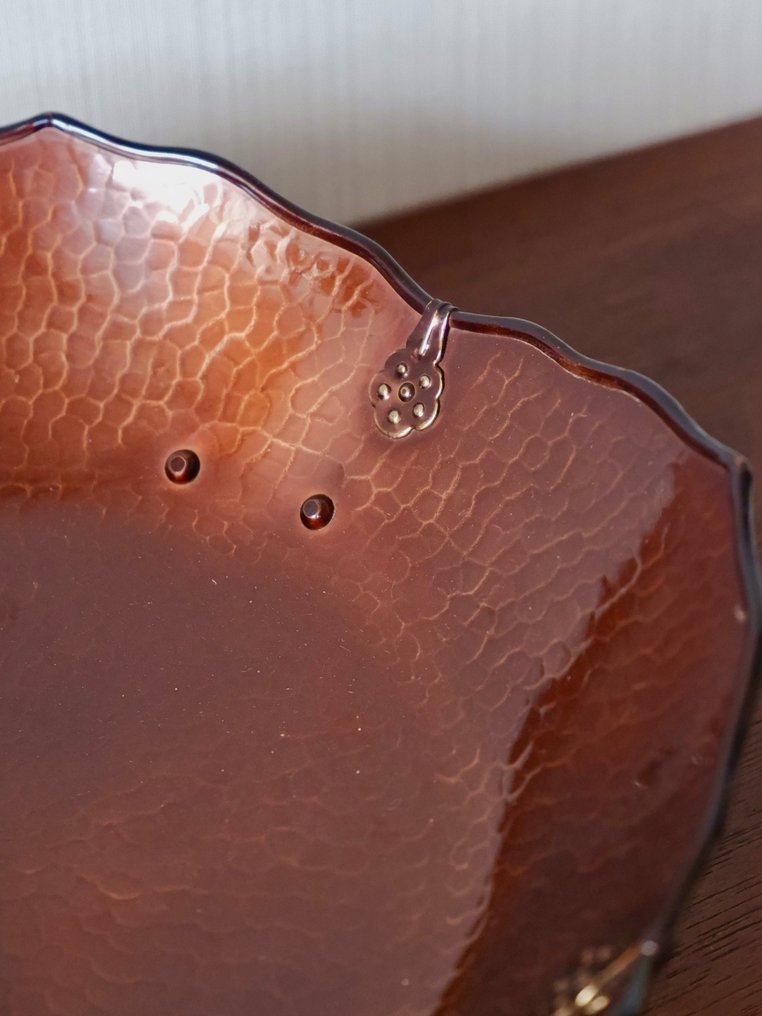 伊藤久芳堂 Ito Hisayoshidō - 盘子 - Japanese Hammered Copper Footed Bowl (Dōmushi no Shiori) from Hiroshima - 铜 - 锤打铜 Kashiki #2.1