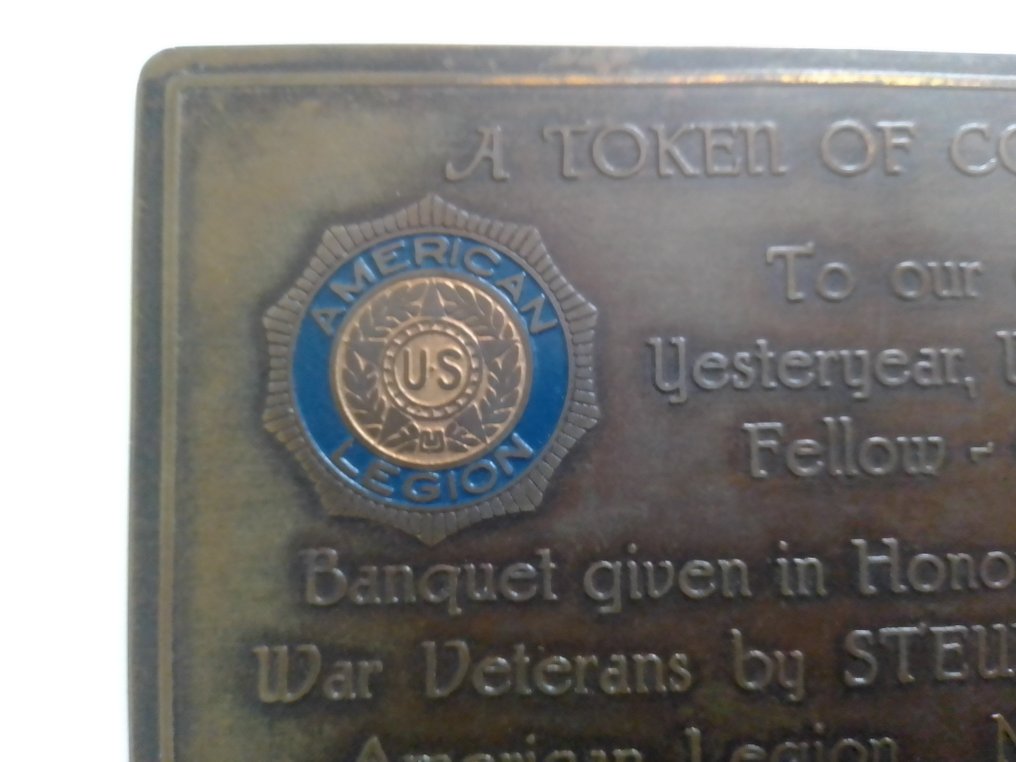 斯图宾男爵纪念章 544号分部 美国退伍军人协会 1931年宴会纪念牌 - 匾 - Messing Emaille #4.3