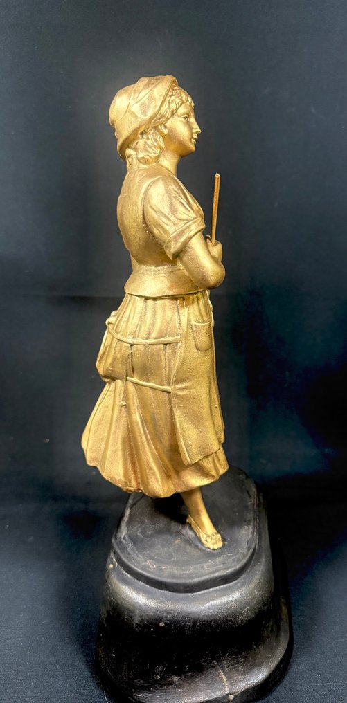 Victor Rousseau - Γλυπτό, Travail des champs - 37 cm - Ψευδάργυρος, Ξύλο #1.0