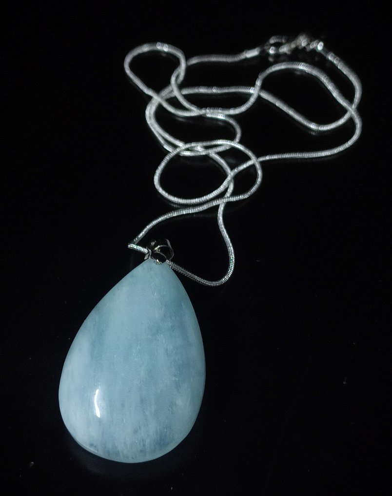 Lindo colar de prata 925 com água-marinha Frete grátis - Colar com pingente #3.2