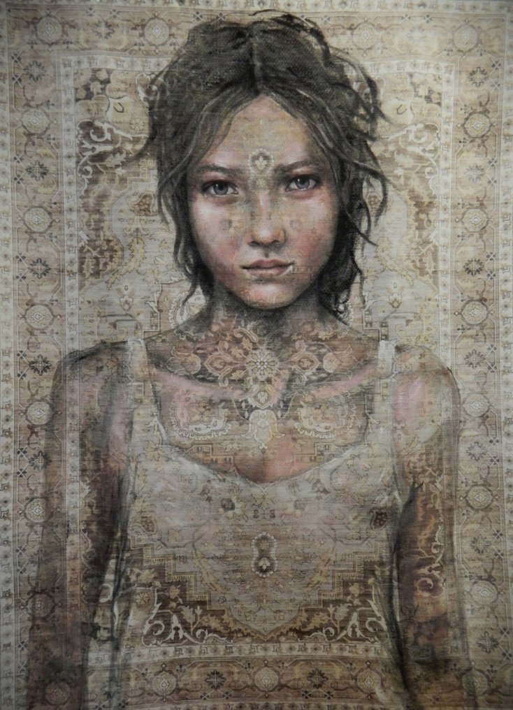 Jacqueline Klein Breteler - “No escape.”-painting on a carpet-XXL #1.0