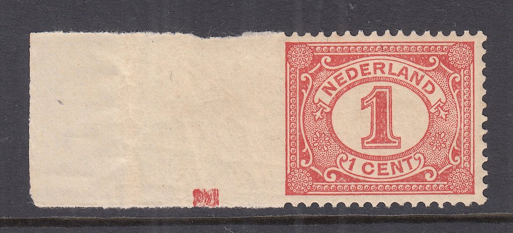 Holanda 1899 - Cifra, variabilidade do lado esquerdo não perfurado. - NVPH 51v #1.0