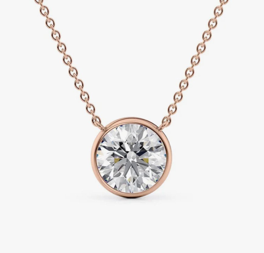 吊坠 - 14K包金 玫瑰金 -  1.12ct. tw. 钻石 (天然) #1.0