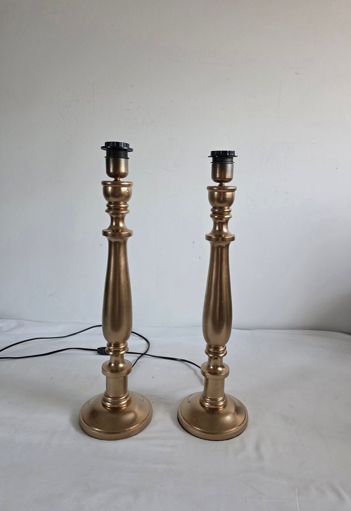 Lampe de table (2) - Plaqué or, Bois #3.2