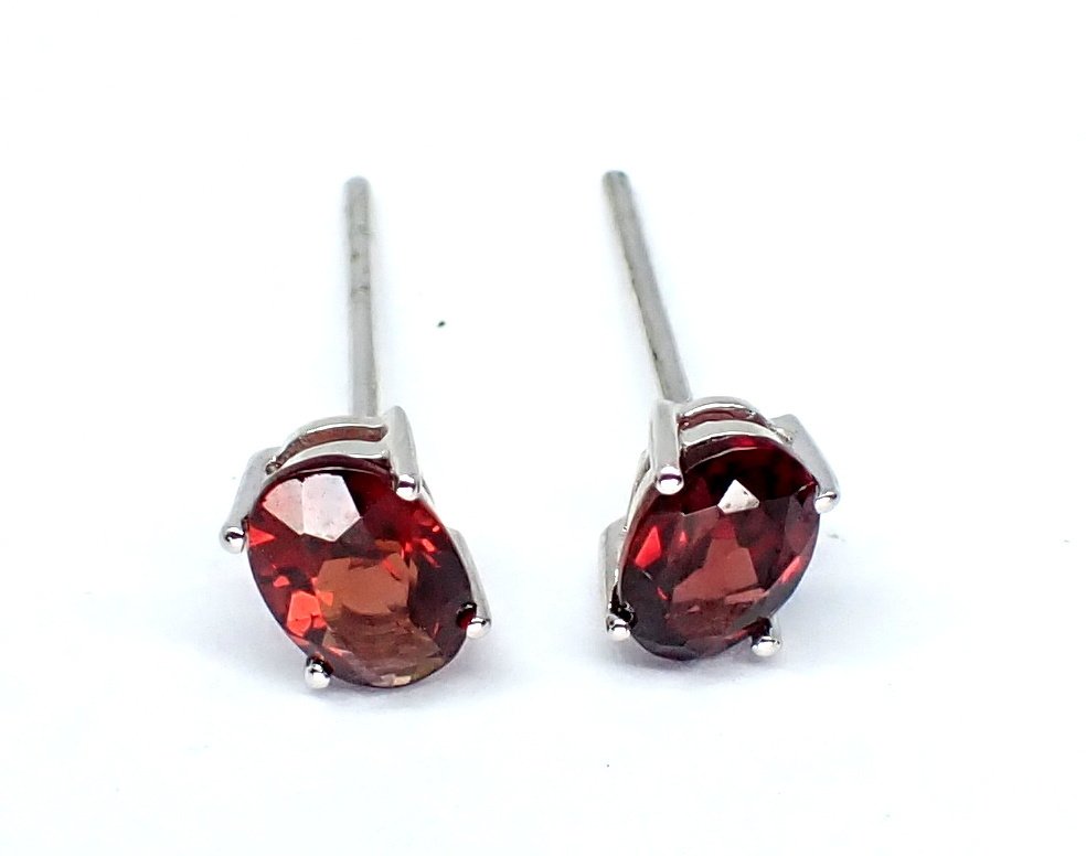 χωρίς τιμή ασφαλείας - Σκουλαρίκια - 18 καράτια Λευκός χρυσός -  1.15ct. tw. Γρανάτης - Χωρίς ελάχιστη τιμή #2.1