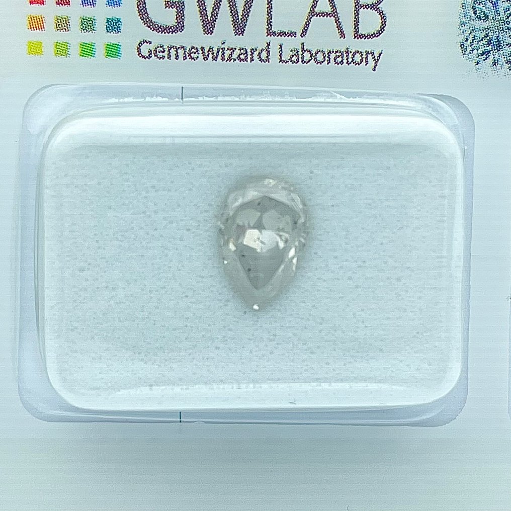 沒有保留價 - 1 pcs 鑽石  (天然)  - 1.01 ct - 梨形 - I(極微黃、正面看為白色) - SI3 - Gemewizard Gemological Laboratory (GWLab) #3.2