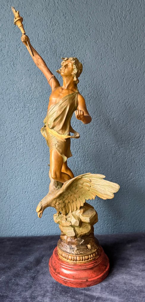 雕塑, Art Nouveau statue - "Victorie” - 68 cm - 锌合金 #4.3