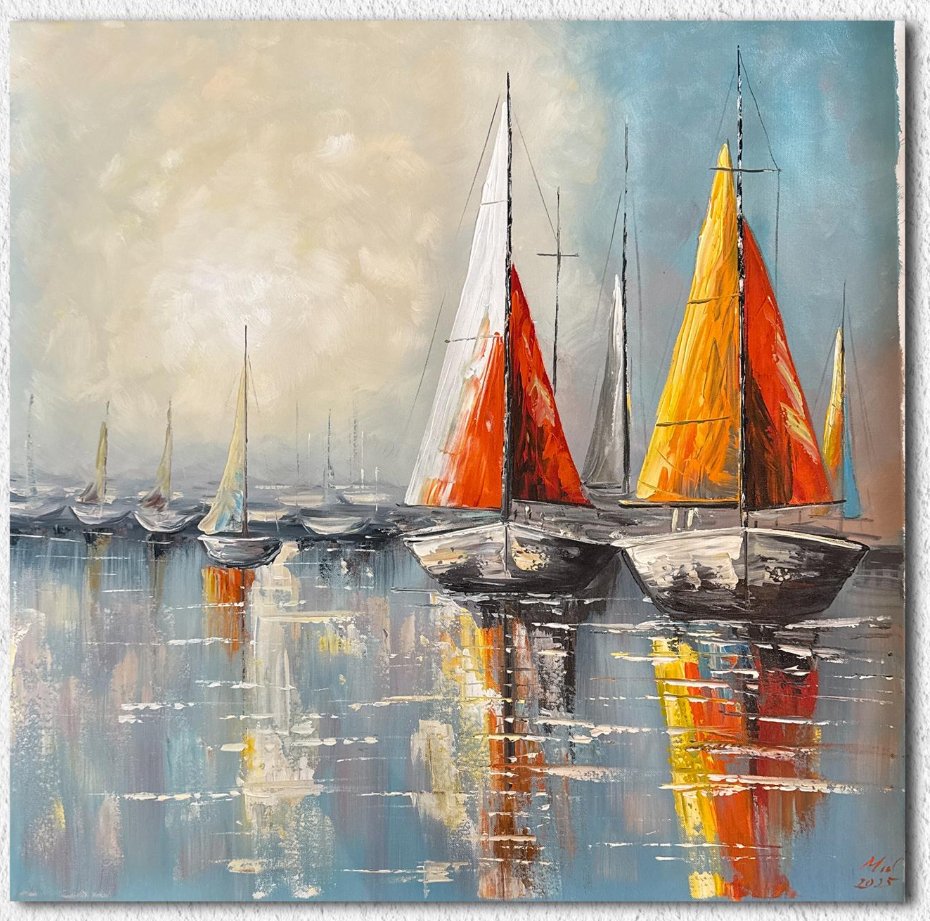 Trần văn minh - L'Âme des Jonques 80 X 80 cm #1.0