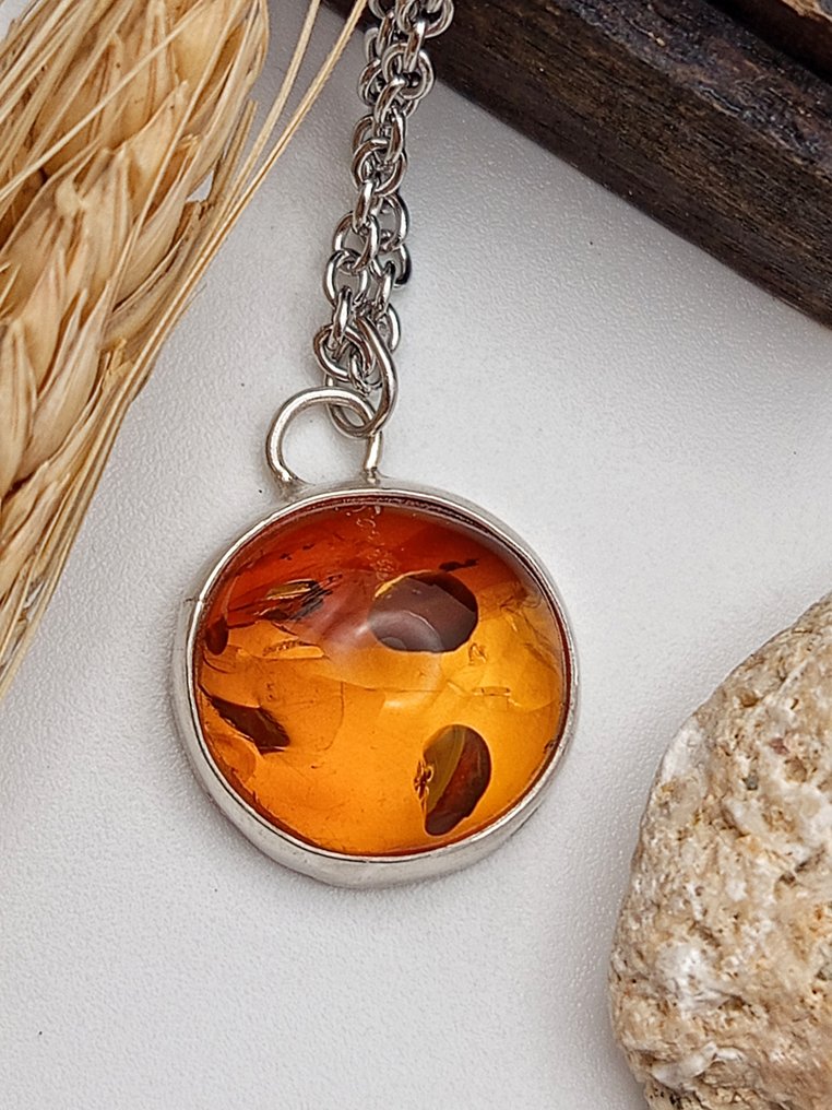 Χειροποίητο κόσμημα 'Gaara' από ασήμι 925 με Βαλτική Ίασμο κορυφαίας ποιότητας. - Ύψος: 20 mm - Πλάτος: 15 mm- 6 g - (1) #1.0