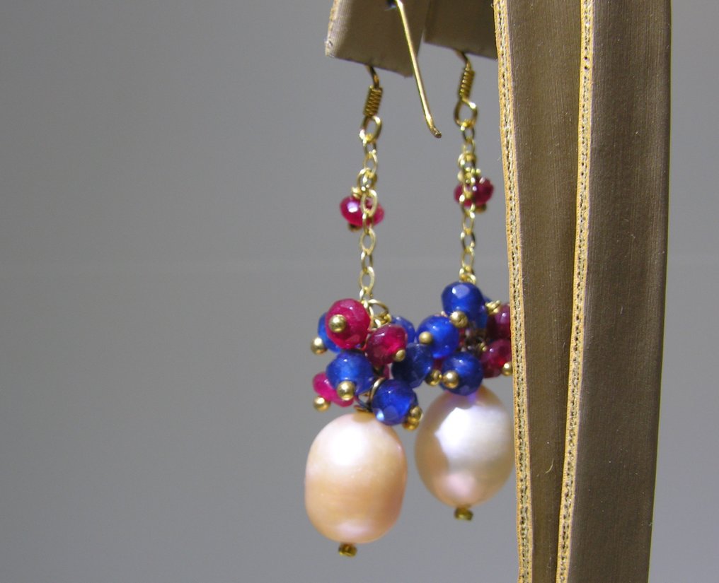 Ζαφείρι σκουλαρίκια - Ύψος: 49 mm - Πλάτος: 9.8 mm- 6.1 g - (2) #4.3