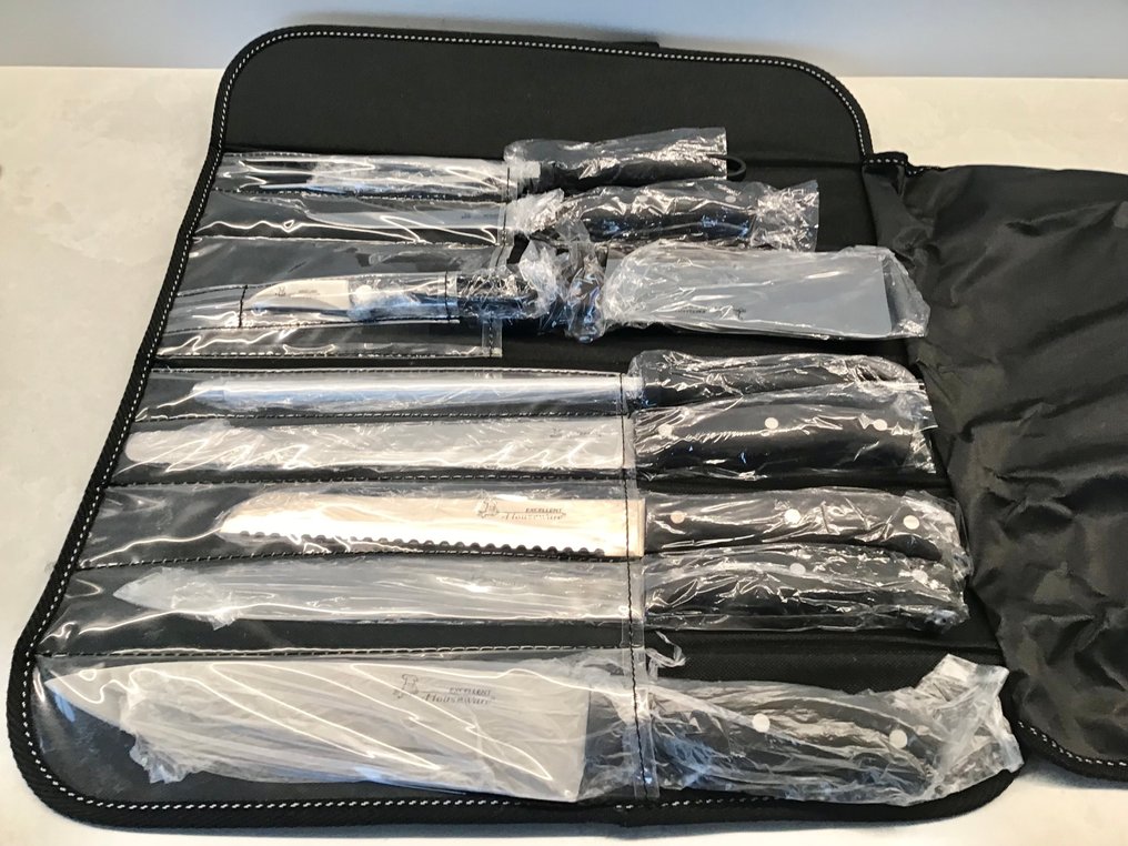 Excellent Housware - Μαχαίρι κουζίνας - 9 τεμάχια σετ μαχαιριών από ανοξείδωτο ατσάλι σε μικρό, συμπαγές τσαντάκι αποθήκευσης. - Βέλγιο #2.1