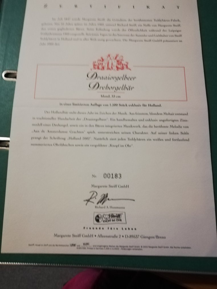 Steiff - Statuetta - Draaiorgel Beer - Blond Mohair #3.2