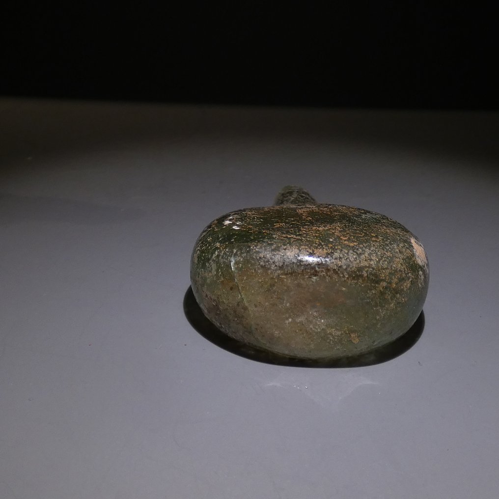 Romain antique Verre Flasque. H. 6,5 cm. Ier - IIe siècle après J.-C. #4.3