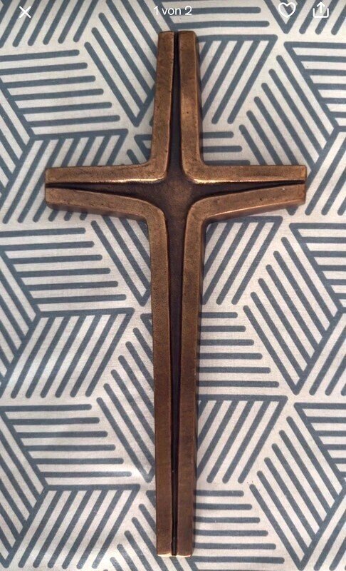 Μοντέρνα Σταυρός - Πατιναρισμένος μπρούτζος - 1960-1970 - Moderniste - 35 εκ.  #4.3