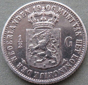 Netherlands. Wilhelmina. 1/2 Gulden 1906  (No reserve price) #1.0