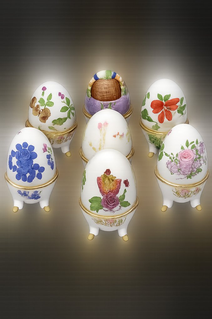 Figurine - verzameling eieren in fabregé stijl (7) - Porcelain #1.0