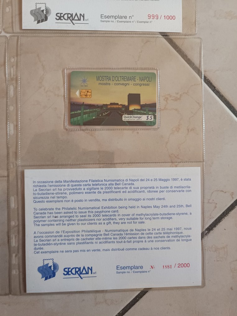 Telefonkortssamling - Certifierade och numrerade telefonregister - secrian.srl #3.2