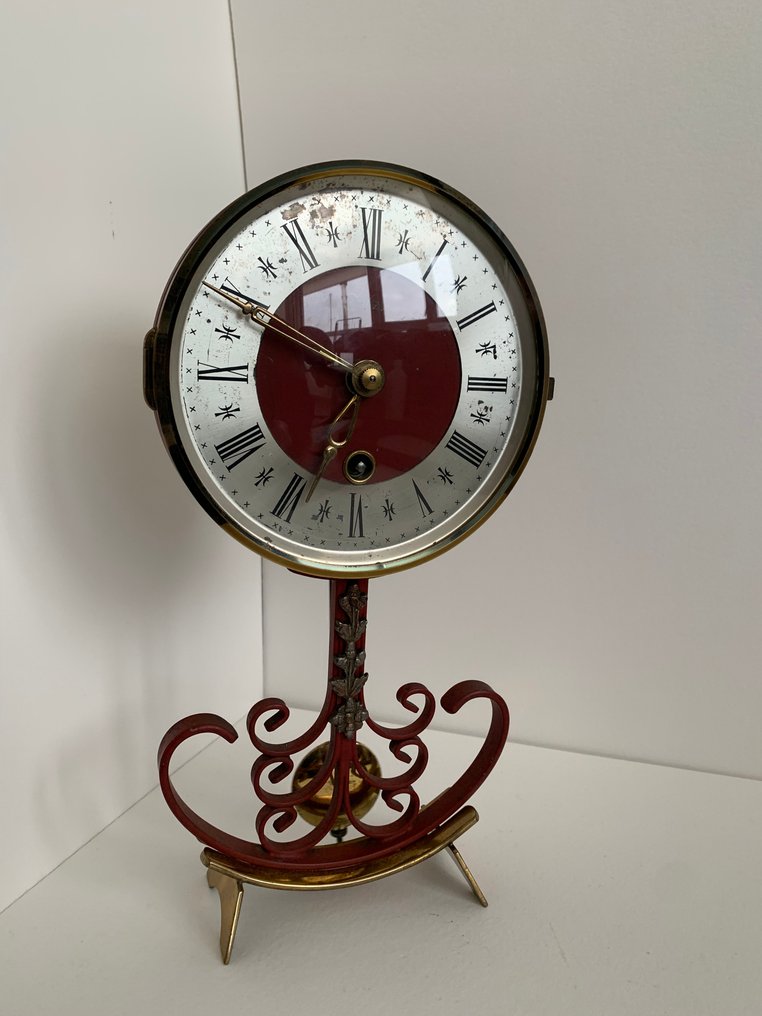 钟摆 -  中世纪现代 铜, 铁 - 1960-1970 - 迷你车站钟 #1.0