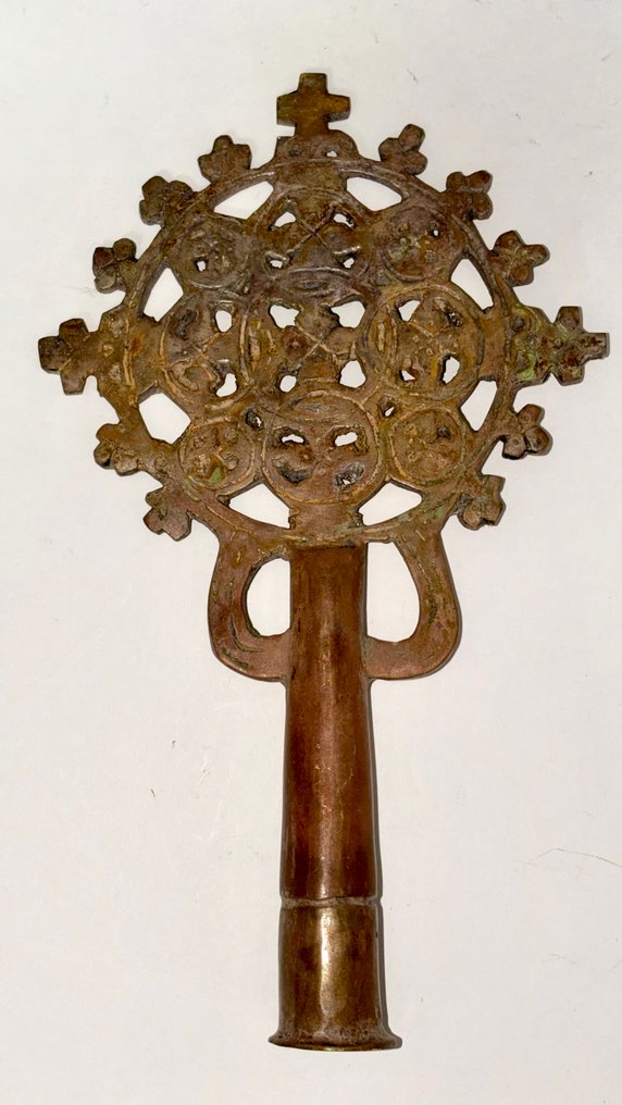 Abdoulaye Derme - Υπαίθριο γλυπτό, Croix éthiopienne circulaire - 30 cm - Μπρούντζος #1.0